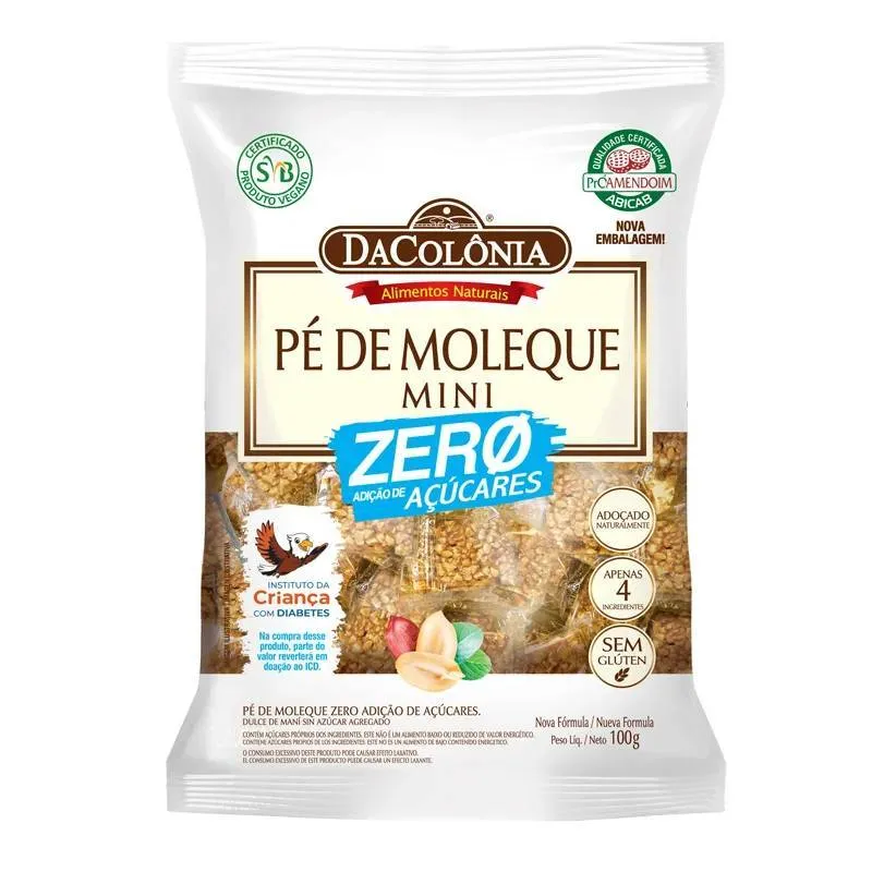 PÉ DE MOLEQUE LIGHT ZERO AÇÚCAR 100G DaColonia