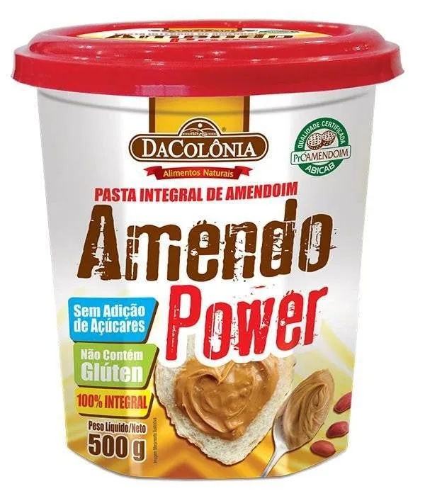 Pasta de Amendoim Zero Açúcar Amendo Power Integral Tradicional 500G DaColonia