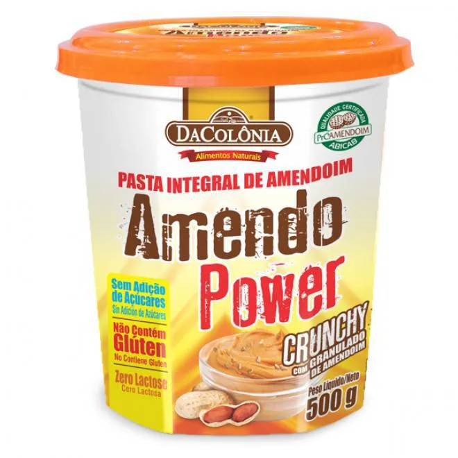 Pasta de Amendoim Zero Açúcar Amendo Power Crunchy Granulado 500G DaColonia