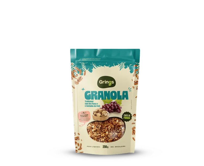 CEREALLE GRANOLA TRADICIONAL DE CASTANHA, MEL E LINHAÇA 250G GRINGS
