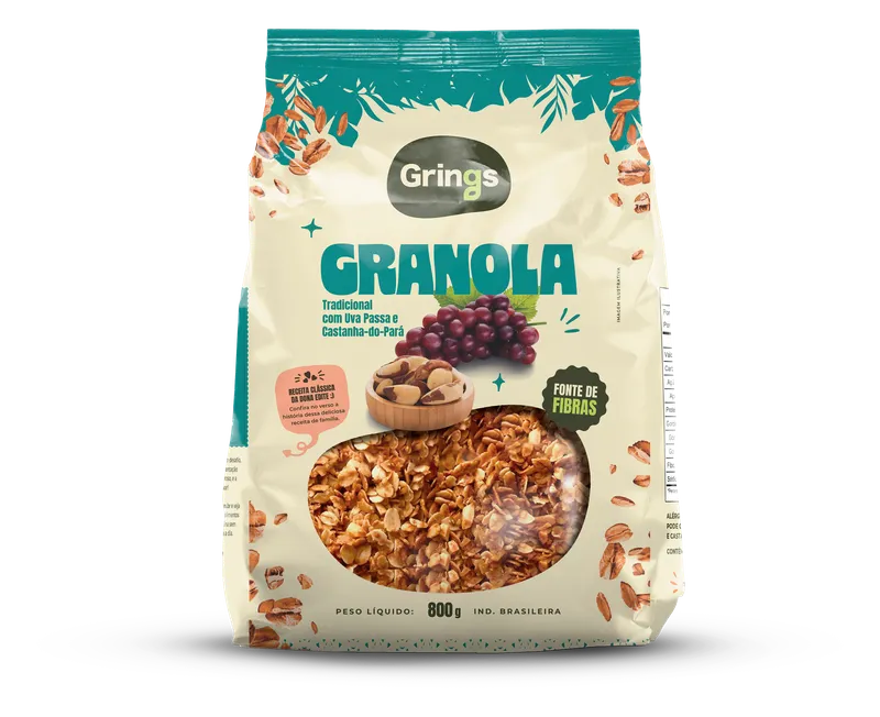 CEREALLE GRANOLA TRADICIONAL DE CASTANHA, MEL E LINHAÇA 800G GRINGS