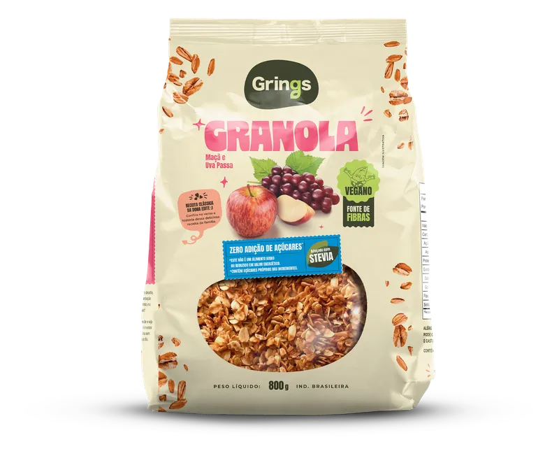 Cerealle Granola Zero Maçã e Uva Passa 800G GRINGS