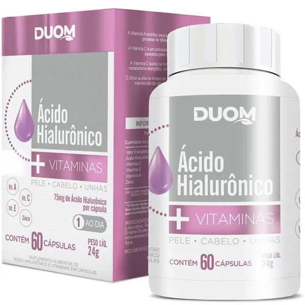 ÁCIDO HIALURÔNICO+VITAMINAS CARTUCHO 60 CAPS DUOM
