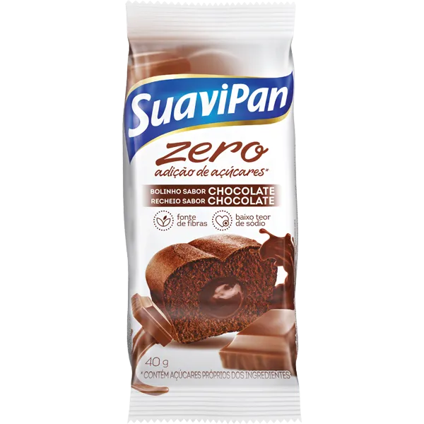 Bolinho Zero Açúcar CHOCOLATE/CHOCOLATE Display 12X40G Suavipan
