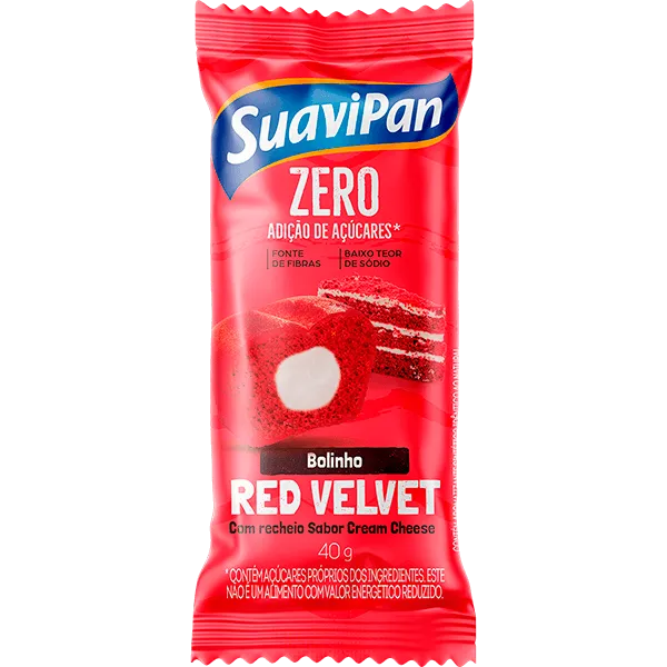 Bolinho Festa Zero Açúcar Red Velvet 12X40G Suavipan