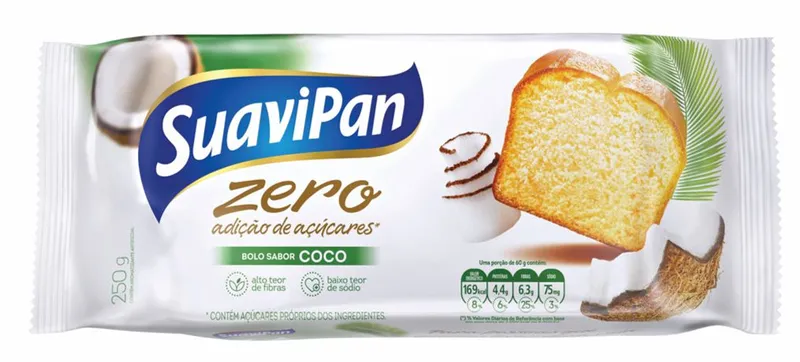 Bolo Zero Açúcar Sabor Coco 250g Suavipan