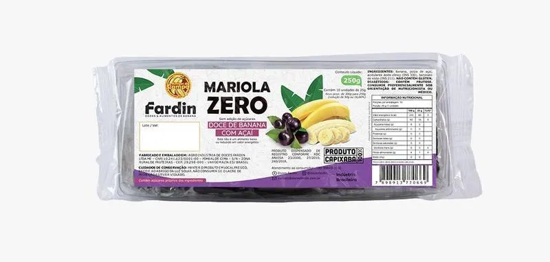 MARIOLA C/ AÇAÍ ZERO FARDIN 250G