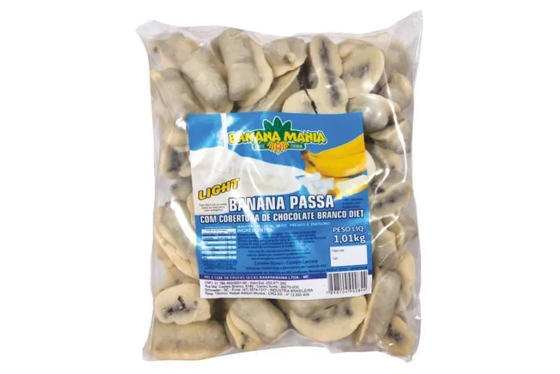 Banana Passa Com Cobertura de Chocolate Branco Light 1,01KG