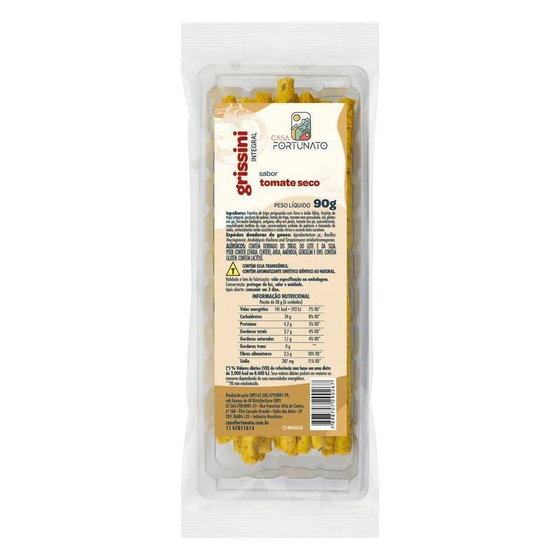 Palito Grissini 50% Int Tomate Seco 90G Casa Fortunato