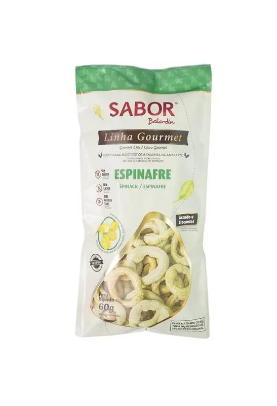 Biscoito Polvilho Gourmet Espinafre Sem Gluten e Lactose Balardin 60g
