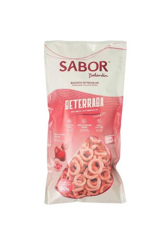 Biscoito Polvilho Beterraba Sem Gluten e Lactose 60g Balardin