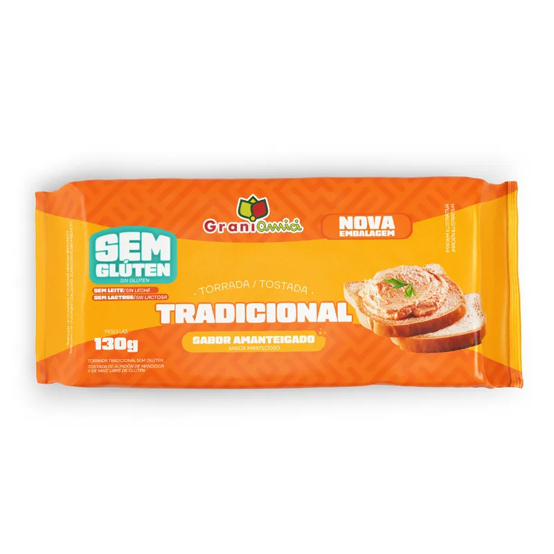 Torrada Tradicional S/ Glúten e S/ Lactose 130g Grani Amici