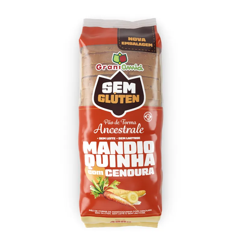 Pão de Forma Ancestrale Mandioquinha S/ Glúten e S/ Lactose 420g Grani Amici