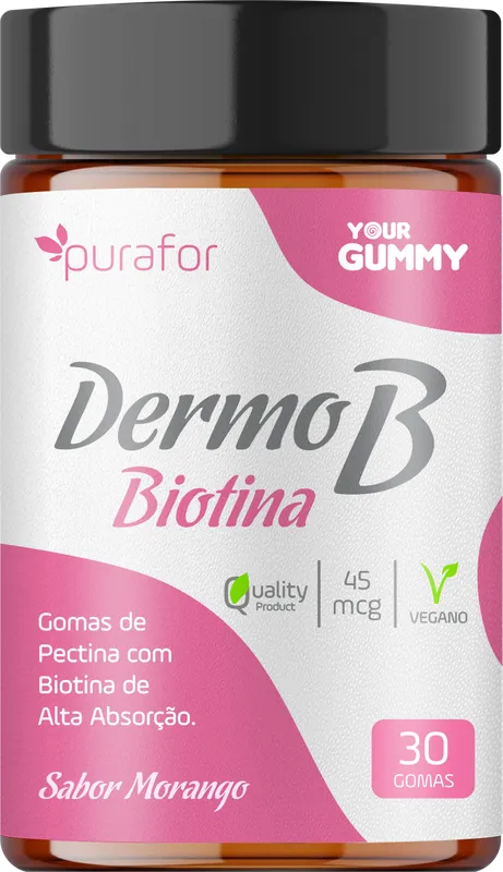 Dermo B Biotina Gummy Sabor Morango 30 Gomas