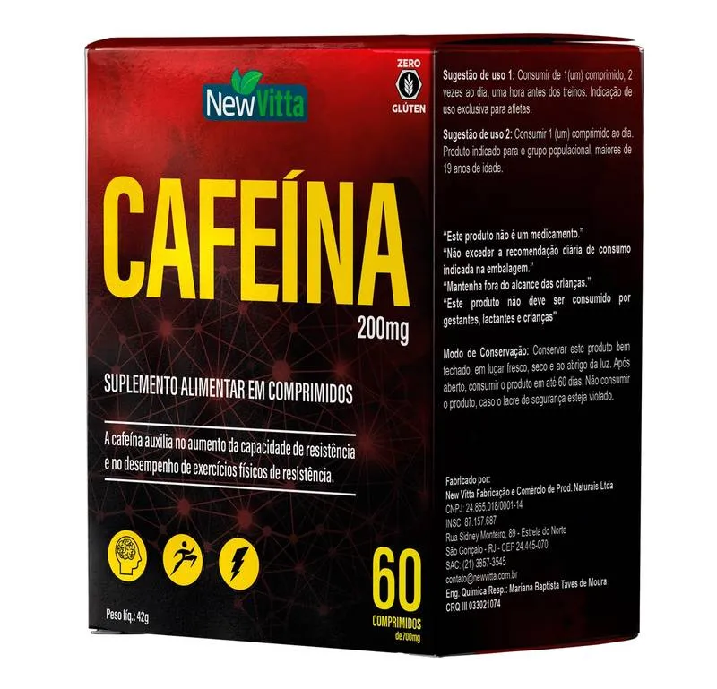 Cafeína 200mg 60Comp. New Vitta