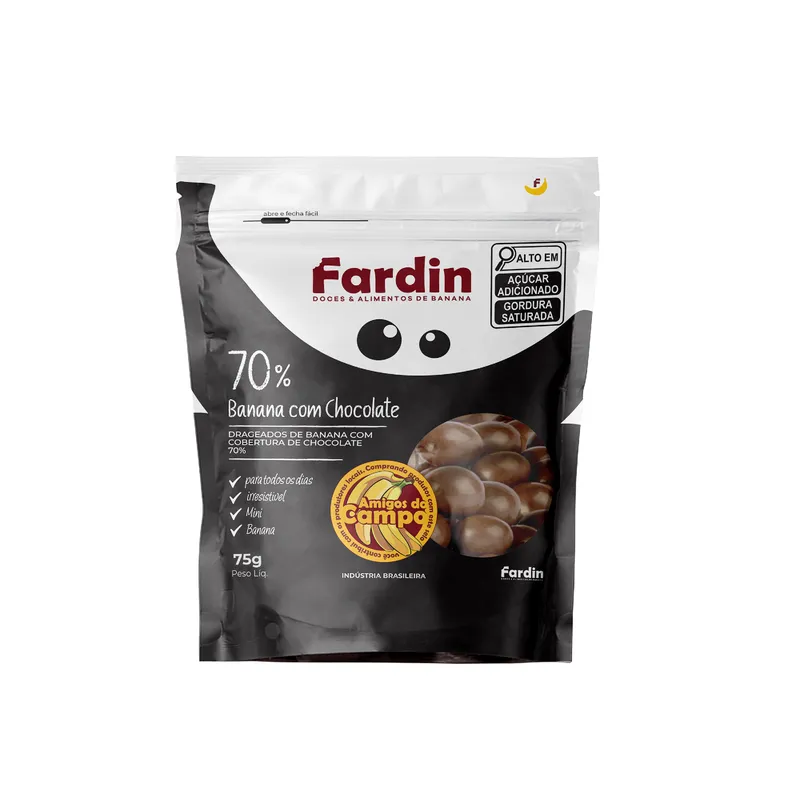 DRAGEADO DE BANANA C/ CHOC. 70% 75G FARDIN