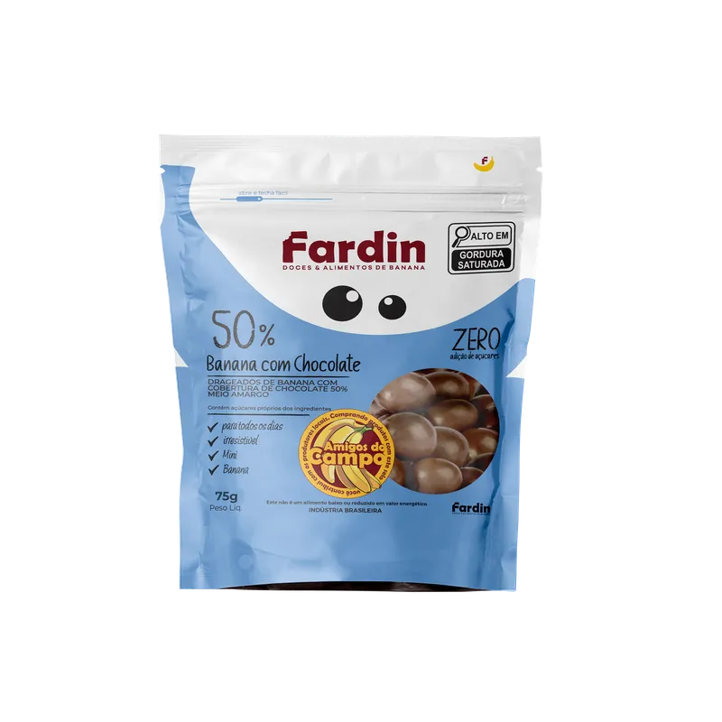 DRAGEADO ZERO DE BANANA C/ CHOC. 50% 75G FARDIN