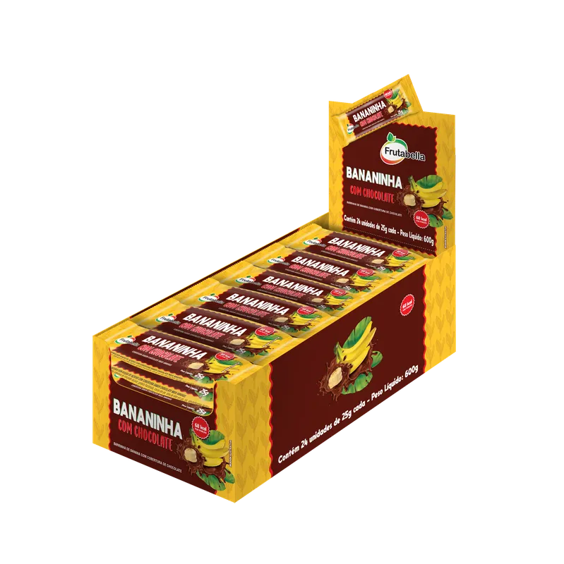 Bananada c/ Chocolate Display 12x25g Sem Glúten Frutabella
