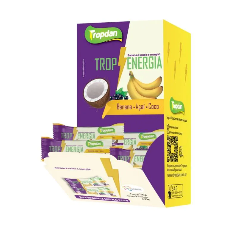Tropenergia Banana, Açaí e Coco 30x25g Tropdan