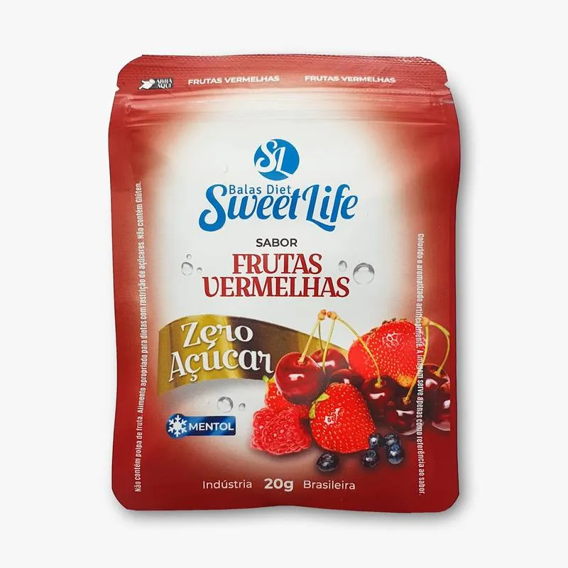 Bala Diet Frutas Vermelhas Sachê Zip 20g Sweet Life
