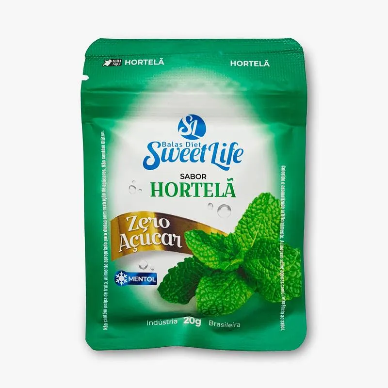 Bala Diet Hortelã Sachê Zip 20g Sweet Life