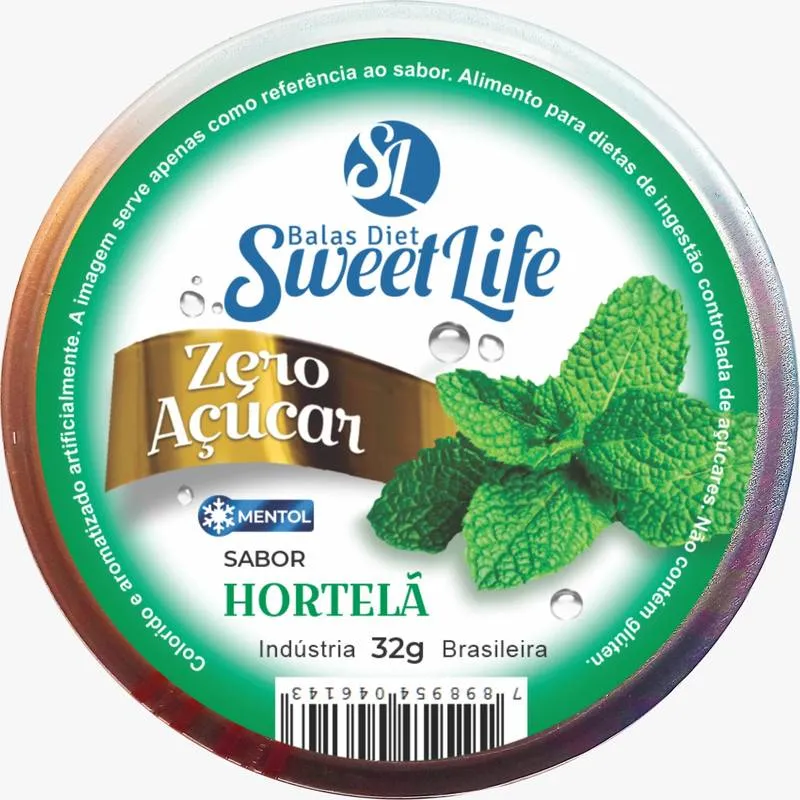 Bala Zero Açúcar Hortelã Lata 32g Sweet Life