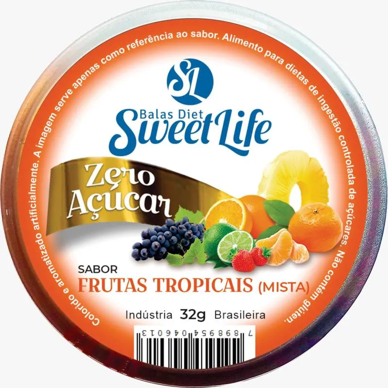 Bala Diet Frutas Tropicais (Mista) Lata 32g Sweet Life