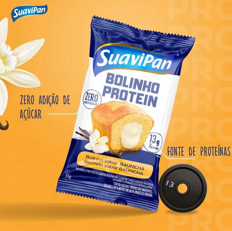 Bolinho Protein Zero Baunilha 55g Suavipan