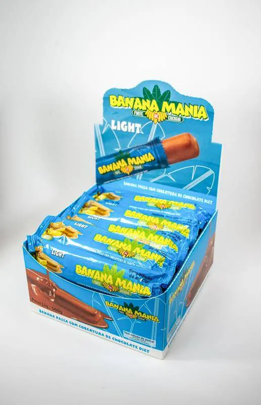 Banana Passa C/ Cob de Choc ao Leite Light 20x28g Banana Mania