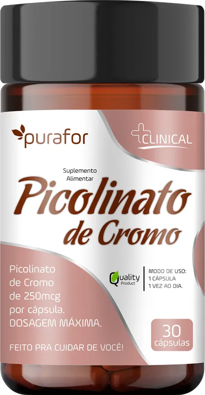 Picolinato de Cromo 1 ao dia 30caps Purafor