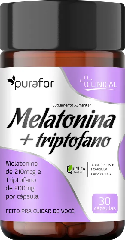 Melatonina + Triptofano (1 ao dia) 30caps Purafor
