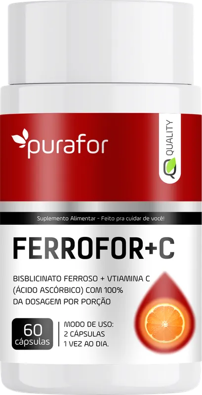 Ferrofor + C (2 ao dia) 60caps Purafor