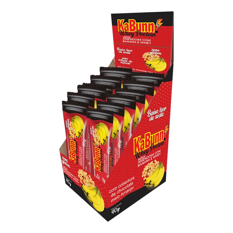 Barrinha Amendoim c/ Banana e Whey 13g de Proteina 12x40g Dgd Foods