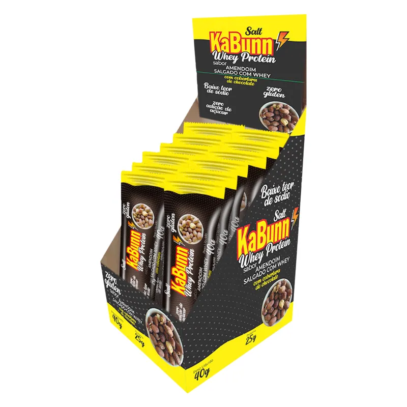 Barrinha Amendoim Salgado c/ Whey 25g de Proteina 12x40g Dgd Foods