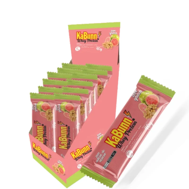 Barrinha Goiaba c/ Amendoim e Whey Zero -15g de Proteina 12x40g Dgd Foods