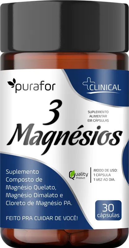 3 Magnésios 30caps Purafor