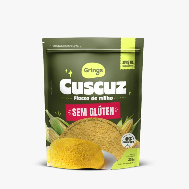 Cuscuz - Flocos de Milho Sem Glúten Livre de Transgênicos 300g Grings