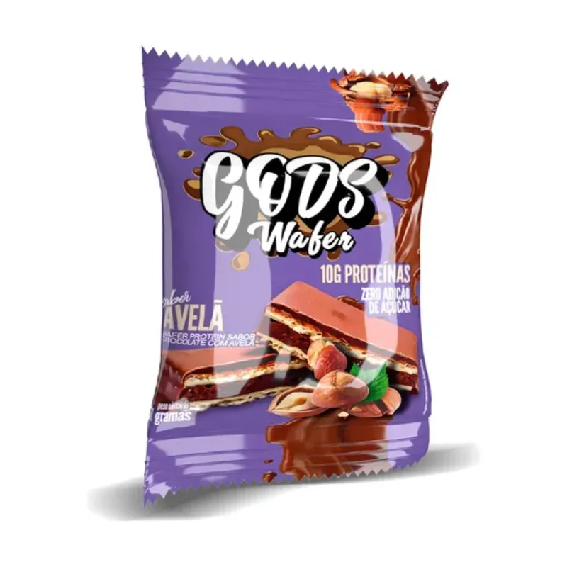 Gods Wafer Avelã Zero Açúcar e Corantes 10g de Proteína 51g Canibal Inc