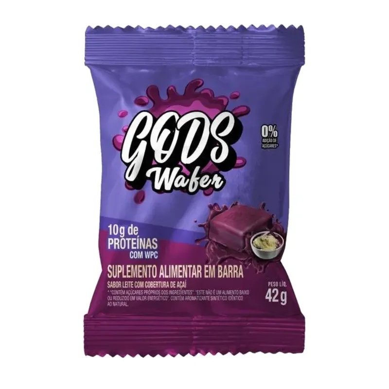 Gods Wafer Açaí c/ Leitinho Zero Açúcar e Corantes 10g de Proteína 51g Canibal Inc