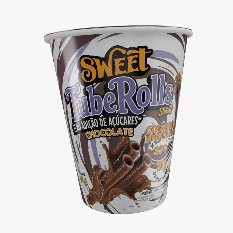 Sweet Tube Rolls Chocolate Zero Açúcar + Colageno Hidrol. 10g Prot. 60g Canibal Inc