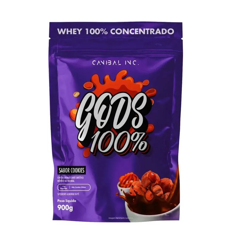 Whey Gods 100% 21g de Proteína Zero Glúten e Soja Sabor Churros 900g Canibal Inc