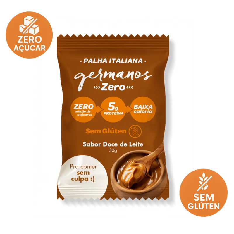 Palha Italiana Zero Açúcar Sem Glúten Doce de Leite 30g Germanos