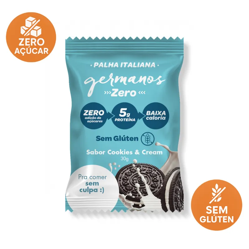 Palha Italiana Zero Açúcar Sem Glúten Cookies and Cream 30g Germanos