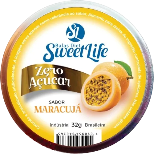 Bala Zero Açúcar Maracuja Lata 32g Sweet Life