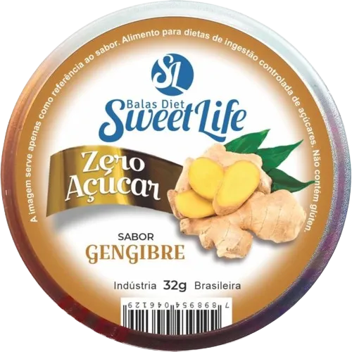 Bala Zero Açúcar Gengibre Natural e Sem corantes Lata 32g Sweet Life