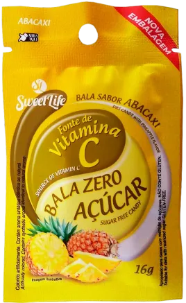 Bala Zero Açúcar Vit. C Abacaxi Sachê Abre Fácil 16g Sweet Life