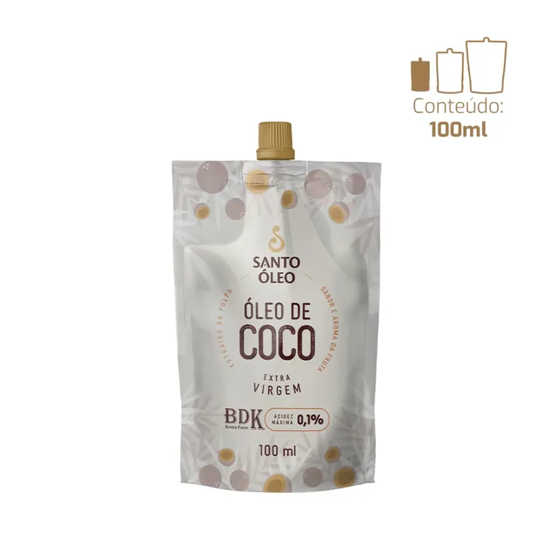 Óleo de Coco Extra virgem Polpa Pouch 100ml Santo Óleo