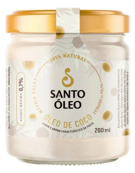 Oleo de Coco Extra virgem Polpa Vidro 200ml Santo Óleo