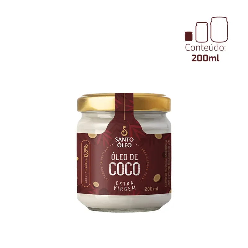 Oleo de Coco Extravirgem Película Vidro 200ml Santo Óleo