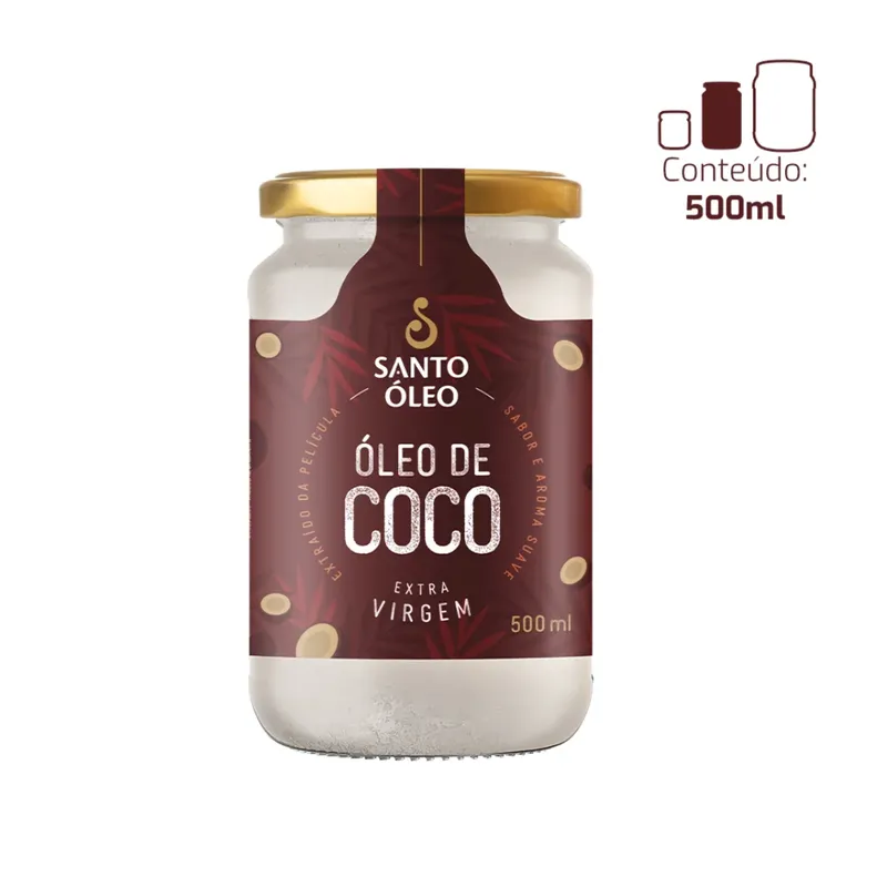 Oleo de Coco Extravirgem Película Vidro 500ml Santo Óleo
